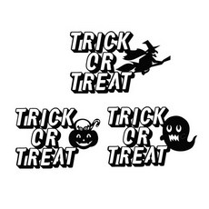 紙製 Trick or Treat 萬聖節裝飾插牌 3款 x 2入組, 南瓜, 女巫, 幽靈, 1套