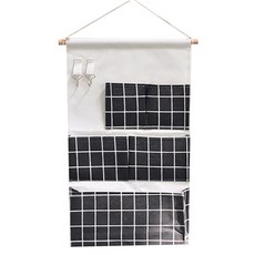 콩 빈테리어 5포켓 행잉 패브릭 주머니 블랙 체크, 1개