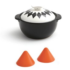 ERATO 北歐風耐熱陶瓷砂鍋+鍋柄隔熱套 2入, 小（187 x 120 毫米）, 1組