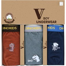 V Underwear 男童用恐龍平口四角褲3件組