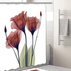 Alleophom 高品質布料花朵浴簾 Type3 180 x 180 cm, 1個