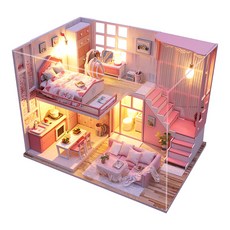 꼬미딜 DIY 미니어처하우스 중형 52 라이트 핑크타임 + 제작도구, 혼합색상, 1개
