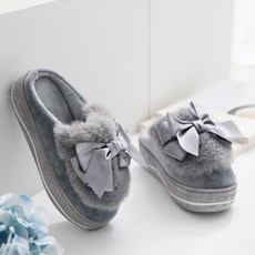 GODSHOE 女款緞面蝴蝶結造型厚底拖鞋