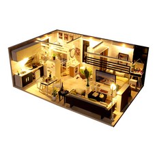 꼬미딜 DIY 미니어처하우스 중형 60 럭셔리 오피스텔 + 제작도구, 혼합색상, 1개