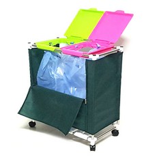 Lee Kang Tech彩色方形蓋子 2格 1層型 前開蓋式分類回收箱, 混色, 1個