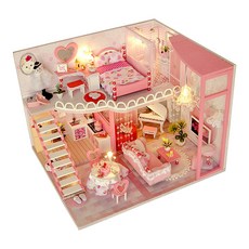꼬미딜 DIY 미니어처하우스 중형 50 달콤한 다락방 + 제작도구, 혼합색상, 1개
