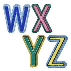 時尚亮點 刺繡徽章 字母邊框 4件組, W, X, Y, Z, 1套