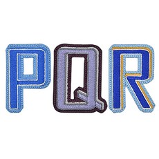 時尚焦點 刺繡臂章 字母邊框 3件組中, P, Q, R, 1套