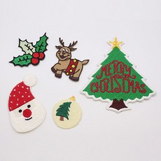 Fashion Point 刺繡 Wapen 聖誕 5 件套, 聖誕老人, 魯道夫, 樹, 裝飾品, 冬青, 1套