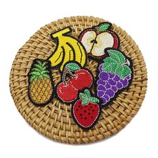 Fashion Point 迷你刺繡貼布 水果王國套組, 草莓, 蘋果, 櫻桃, 香蕉, 葡萄, 鳳梨, 1套