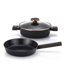 네오플램 인덕션 노블레스 냄비 프라이팬 2종 세트, 혼합색상, 전골냄비 24cm + 프라이팬 24cm, 1세트