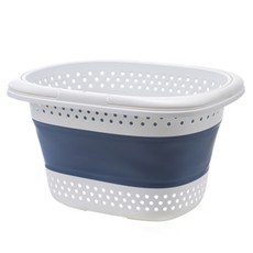 簡約折疊式洗衣籃, 藍色, 1個