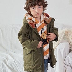 孩童內襯雙色連帽長袖外套