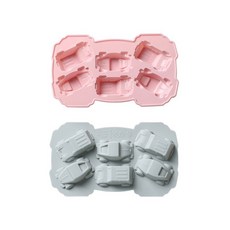 6格矽膠迷你車造型模具 2入, 藍色, 粉色, 1套