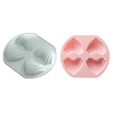 4格矽膠瑪德蓮造型模具 2入, 藍色, 粉色, 1套