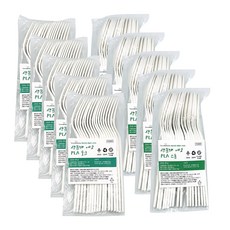 Lemondebebe PLA塑膠湯匙 白色 20入+塑膠叉子 20入, 5套