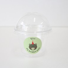 HCN透明瑪芬杯圓頂 小 100入+小熊朋友謝謝你生日快樂貼紙 100入, 1套