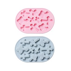 10格矽膠十字架造型模具 2入, 藍色, 粉色, 1套