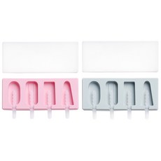 冰淇淋矽膠棒模具2件組, 藍色, 粉紅色, 1套