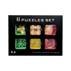 TUCO.B 腦力木製拼圖3款 + 解環益智拼圖3款組合, 6件, 混合色