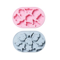 9格矽膠蝴蝶造型模具 2入, 藍色, 粉色, 1套