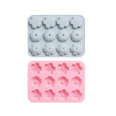 12格矽膠花朵造型模具, 藍色, 粉色, 1套