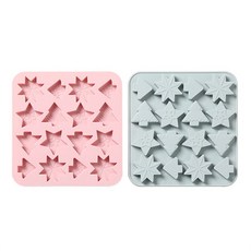 16格矽膠樹/星星/箭頭造型模具, 藍色, 粉色, 1套