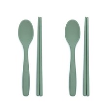 Wicker Rocking 矽膠孩童餐具組, 深綠色, 2組