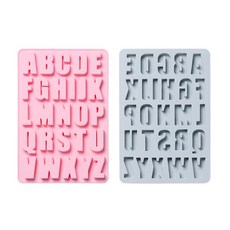 字母 A ~ Z 矽膠模具, 藍色, 粉紅色, 1套