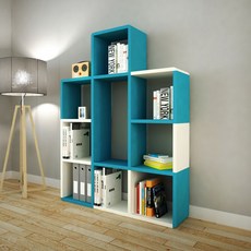 큐빅스 5 RUN 컬러책장, 카뎃블루 + 아이보리