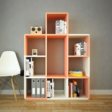 큐빅스 5 RUN 컬러책장, 핑크 + 아이보리