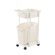2層移動式洗衣籃, 淺褐色, 1個