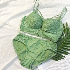 미퓨어 고급 페미닌 레이스 브라 팬티 세트