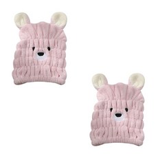 더자카 큐티베어 헤어드라이 타월 20 x 25 cm, 핑크, 2개