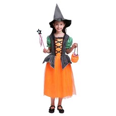 Partybok 橙色女巫萬聖節服裝 S, 混色
