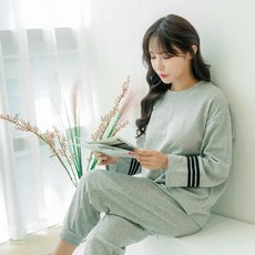 테라우드 여성용 쓰리라인 긴팔 잠옷 상하세트