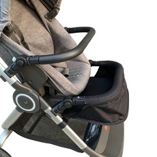 可調側開嬰兒車皮革把手套, 黑色, 1入