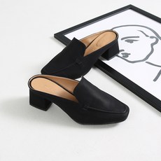 BELLEPE 女款穆勒跟鞋 5cm, 霧面黑色, 225mm