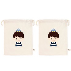 DESIGN AGIT 韓式傳統印花尿布束口袋 2入, 藍色男孩款