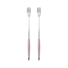 BSF 拼色長柄點心叉, 粉色的, 2個