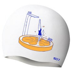SD7 跳水印花矽膠泳帽 SGL-CA299, 白色