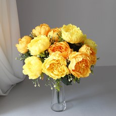 人造花 掃墓 秋季 居家裝飾 大型芍藥花束 L7, 黃色, 1個
