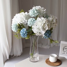 人造花 掃墓 秋季 室內裝飾 豐盛繡球花叢 L16, 白色