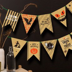 WOW PARTY KOREA 牛皮紙萬聖節掛旗 2入, 混合色