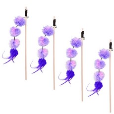 TRIXIE 貓撥浪鼓絨球釣魚竿, 混色, 4個