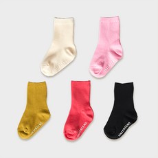 unifriend 童款基本素色中筒襪 5雙組
