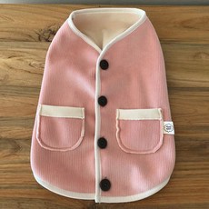 bydamsoomi 狗狗燈芯絨背心, 粉紅色