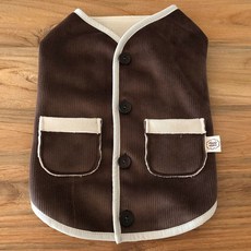 Baidamsumi 狗狗燈芯絨背心, 棕色