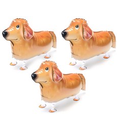 動物鋁箔氣球 散步黃金獵犬, 混合顏色, 3個