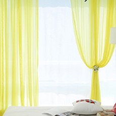 Mamere 雪紡窗簾 2p, 檸檬色